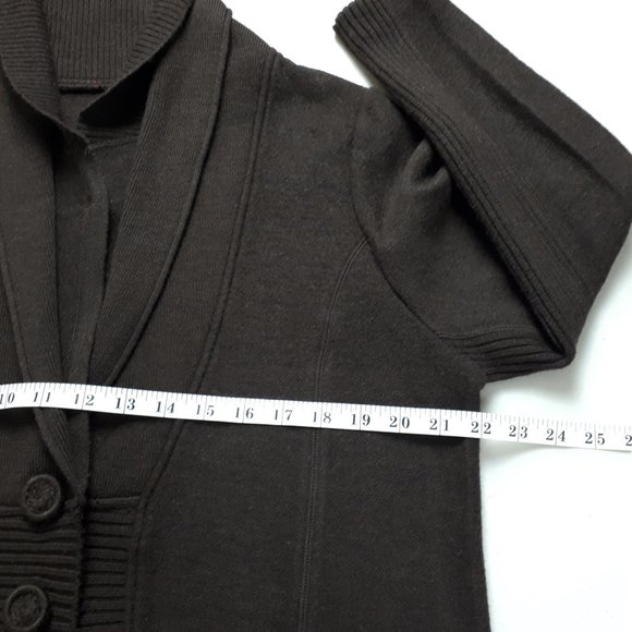Brown Wool Double Collar Cocoon Cardigan - Picture 7 of 13